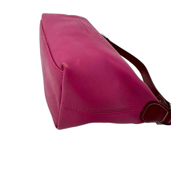 Coach Rare Leatherware Embossed Logo Shoulder Bag Pink Fuchsia Leather Vintage - Picture 9 of 11